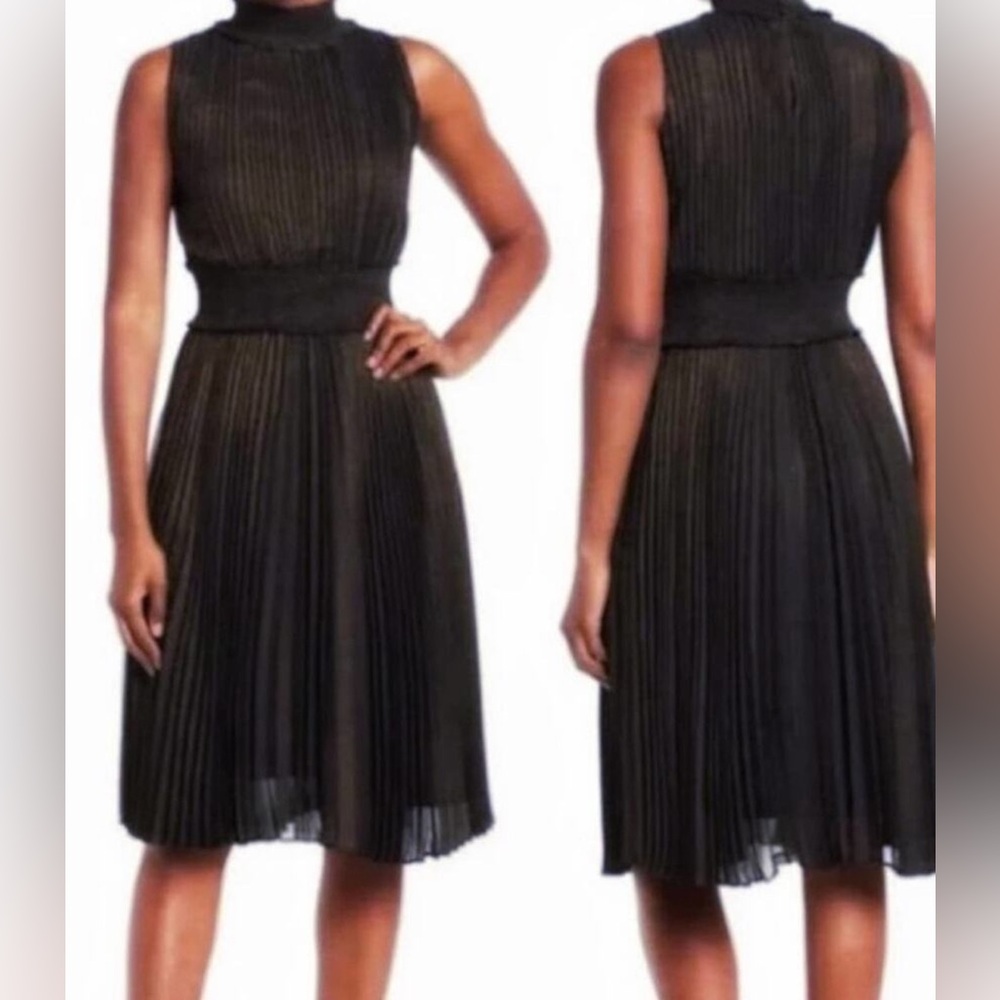 Nanette Lepore Black Pleated Blouson Dress